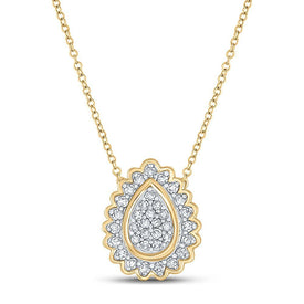 10kt Yellow Gold Diamond Teardrop Cluster Pendant - A Captivating Elegance - Splendid Jewellery
