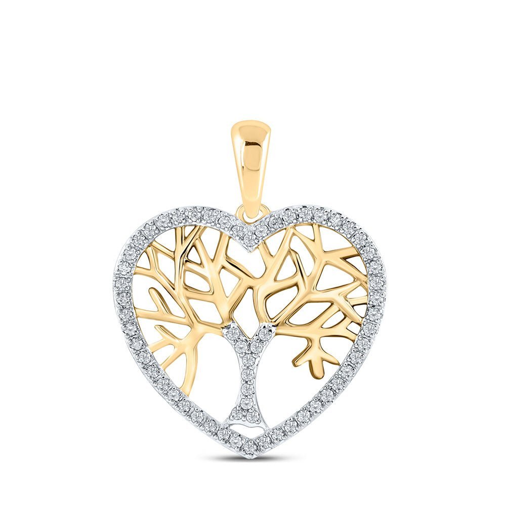 10kt Yellow Gold Diamond Tree of Life Heart Pendant - A Symbol of Love and Eternity - Splendid Jewellery