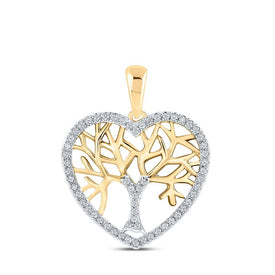 10kt Yellow Gold Diamond Tree of Life Heart Pendant - A Symbol of Love and Eternity - Splendid Jewellery