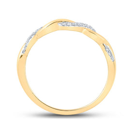 10kt Yellow Gold Diamond Twist Stackable Band Ring - Top View