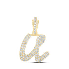 10kt Yellow Gold Diamond U Cursive Initial Pendant - Personalized Elegance and Dazzling Brilliance - Splendid Jewellery