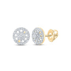 10kt Yellow Gold Diamond Wagon Wheel Cluster Earrings - A Mesmerizing Brilliance - Splendid Jewellery