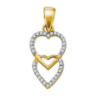 10kt Yellow Gold Double Heart Diamond Pendant - Symbol of Eternal Love and Romance - Splendid Jewellery