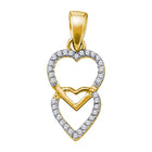10kt Yellow Gold Double Heart Diamond Pendant - Symbol of Eternal Love and Romance - Splendid Jewellery