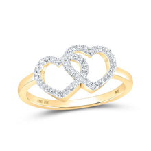 Load image into Gallery viewer, 10kt Yellow Gold Double Heart Diamond Ring - A Captivating Symbol of Love and Elegance - Splendid Jewellery