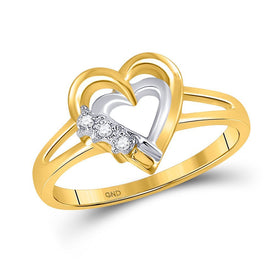 10kt Yellow Gold Double Heart Diamond Ring - A Symbol of Love and Elegance - Splendid Jewellery