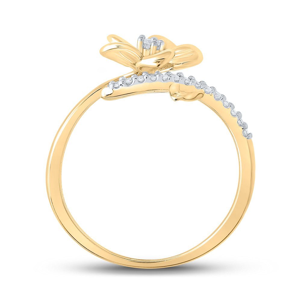 10kt Yellow Gold Floral Diamond Band Ring: A Dazzling Delight for Every Occasion - Splendid Jewellery