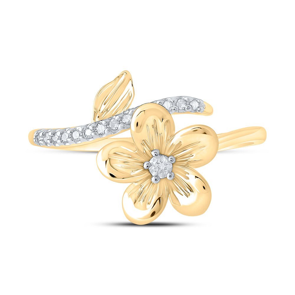 10kt Yellow Gold Floral Diamond Band Ring: A Dazzling Delight for Every Occasion - Splendid Jewellery