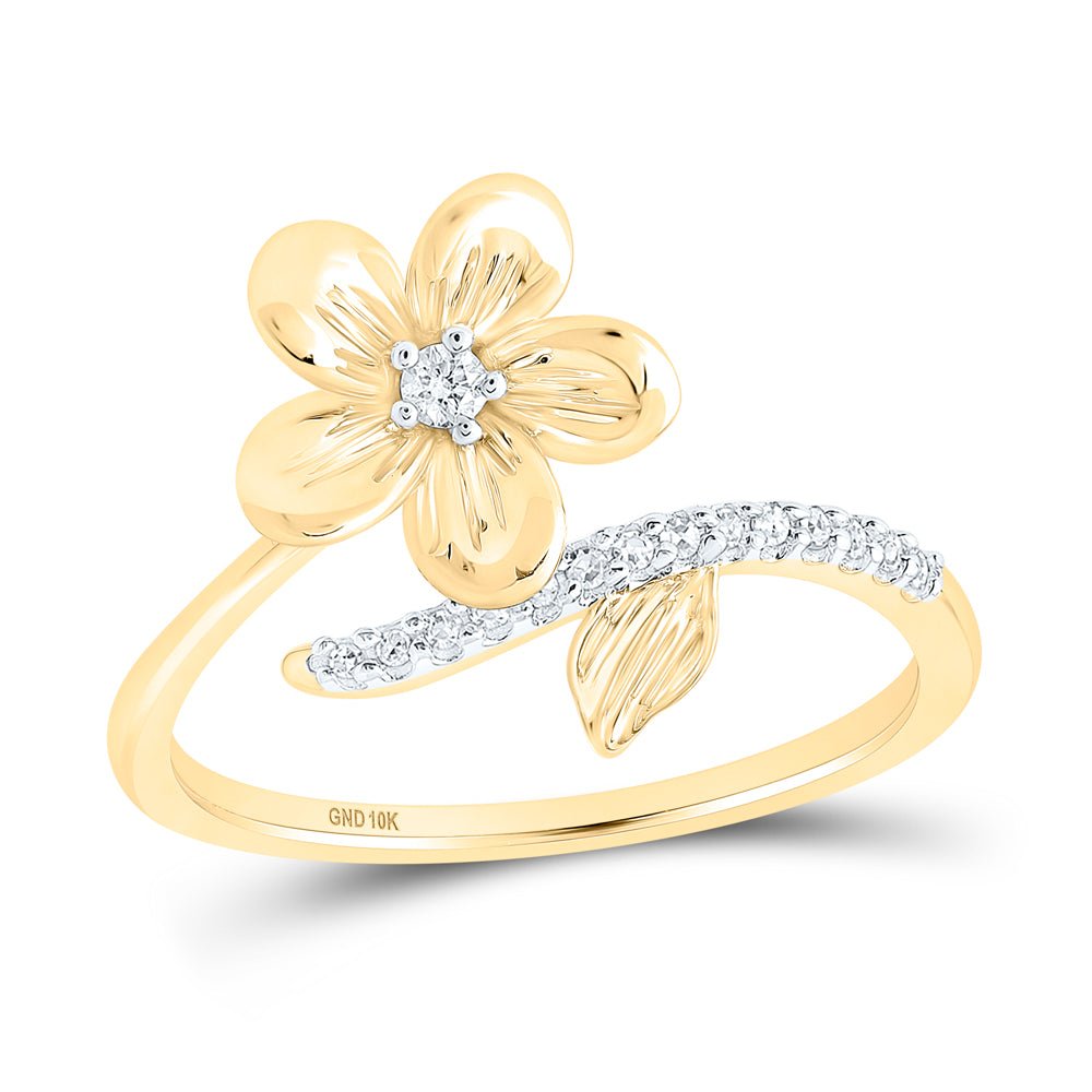 10kt Yellow Gold Floral Diamond Band Ring: A Dazzling Delight for Every Occasion - Splendid Jewellery