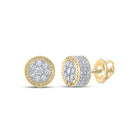 10kt Yellow Gold Fluted Cluster Diamond Earrings for Men - 7/8 Cttw | Splendid Jewellery - Splendid Jewellery