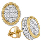 10kt Yellow Gold Fluted Oval Cluster Diamond Stud Earrings for Men - 1/2 Cttw | Splendid Jewellery - Splendid Jewellery