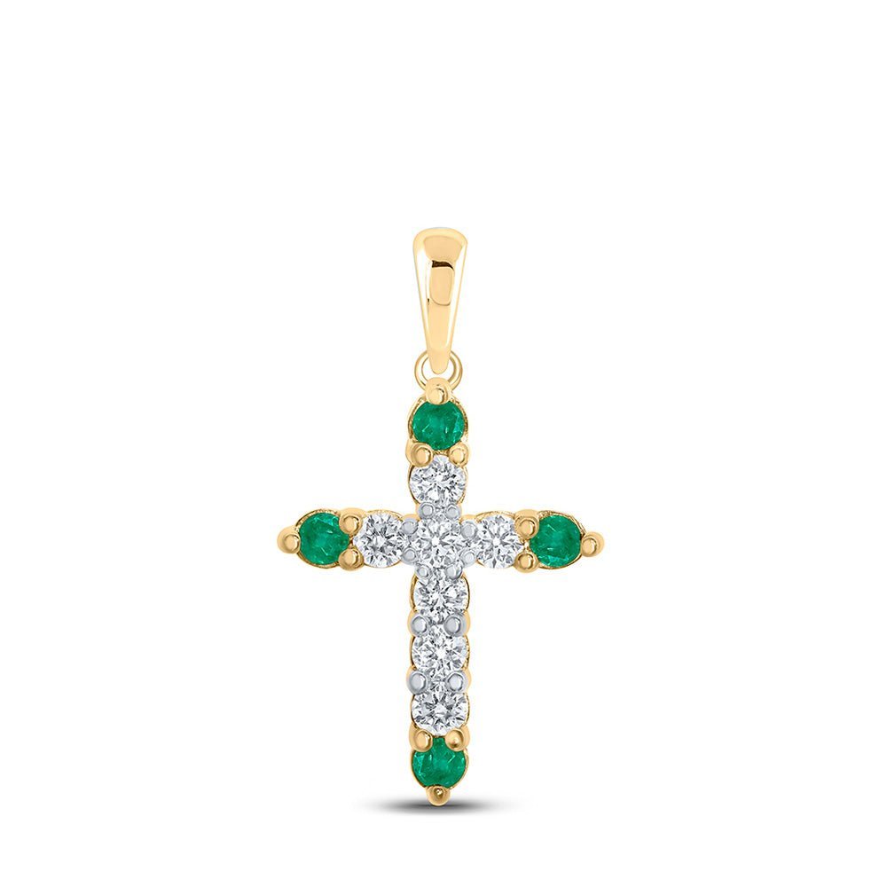 10kt Yellow Gold Gemstone Cross Pendant - A Captivating Blend of Elegance and Spirituality - Splendid Jewellery