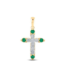 Load image into Gallery viewer, 10kt Yellow Gold Gemstone Cross Pendant - A Captivating Blend of Elegance and Spirituality - Splendid Jewellery