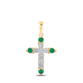 10kt Yellow Gold Gemstone Cross Pendant - A Captivating Blend of Elegance and Spirituality - Splendid Jewellery