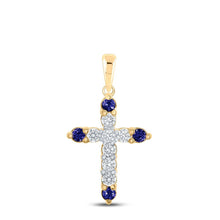Load image into Gallery viewer, 10kt Yellow Gold Gemstone Cross Pendant: A Mesmerizing Blend of Elegance and Spirituality - Splendid Jewellery