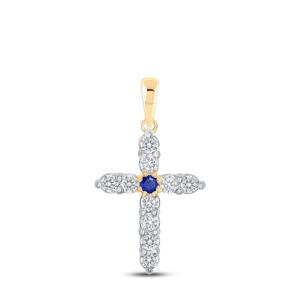 10kt Yellow Gold Gemstone Cross Pendant: A Mesmerizing Symbol of Faith and Elegance - Splendid Jewellery