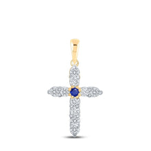 Load image into Gallery viewer, 10kt Yellow Gold Gemstone Cross Pendant: A Mesmerizing Symbol of Faith and Elegance - Splendid Jewellery