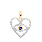 10kt Yellow Gold Gemstone Heart & Love Symbol Pendant | Captivating Blue Sapphire and Diamond Eye Heart Pendant - Splendid Jewellery