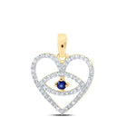 10kt Yellow Gold Gemstone Heart & Love Symbol Pendant | Captivating Blue Sapphire and Diamond Eye Heart Pendant - Splendid Jewellery