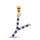 10kt Yellow Gold Gemstone Initial & Letter Pendant | Captivating Blue Sapphire and Diamond Y Pendant | Splendid Jewellery - Splendid Jewellery