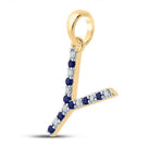 10kt Yellow Gold Gemstone Initial & Letter Pendant | Captivating Blue Sapphire and Diamond Y Pendant | Splendid Jewellery - Splendid Jewellery