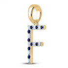 10kt Yellow Gold Gemstone Initial & Letter Pendant - Radiant Blue Sapphire and Diamond F Letter Pendant 1/5 Cttw - Splendid Jewellery