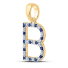 10kt Yellow Gold Gemstone Initial & Letter Pendant with Blue Sapphire and Diamond Accents - Splendid Jewellery