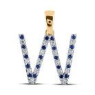 10kt Yellow Gold Gemstone Initial & Letter Pendant with Blue Sapphire and Diamond Accents - Splendid Jewellery