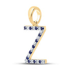 10kt Yellow Gold Gemstone Initial & Letter Pendant with Blue Sapphire and Diamond Z - Splendid Jewellery
