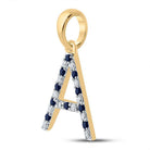 10kt Yellow Gold Gemstone Initial & Letter Pendant with Blue Sapphire and Diamonds - Personalized Elegance - Splendid Jewellery