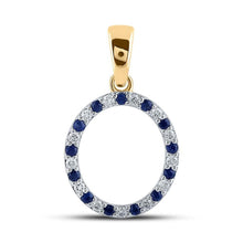 Load image into Gallery viewer, 10kt Yellow Gold Gemstone Initial &amp; Letter Pendant with Lab - Created Blue Sapphire and Diamond Accents - Splendid Jewellery