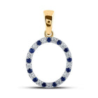 10kt Yellow Gold Gemstone Initial & Letter Pendant with Lab - Created Blue Sapphire and Diamond Accents - Splendid Jewellery