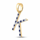 10kt Yellow Gold Gemstone Initial & Letter Pendant with Round Blue Sapphire and Diamonds: A Personalized Masterpiece of Elegance - Splendid Jewellery