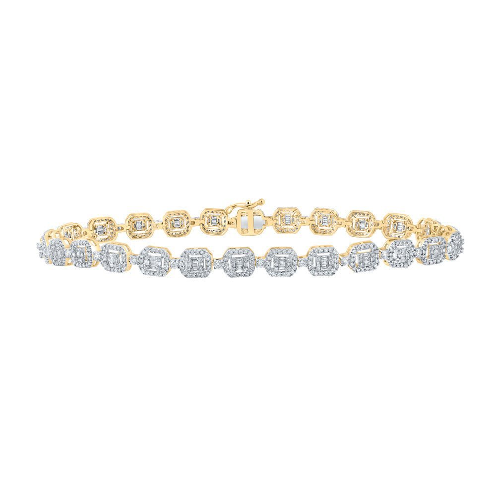 10kt Yellow Gold Geometric Baguette Diamond Link Bracelet - 2 - 7/8 Cttw - Splendid Jewellery