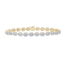 10kt Yellow Gold Geometric Baguette Diamond Link Bracelet - 2 - 7/8 Cttw - Splendid Jewellery