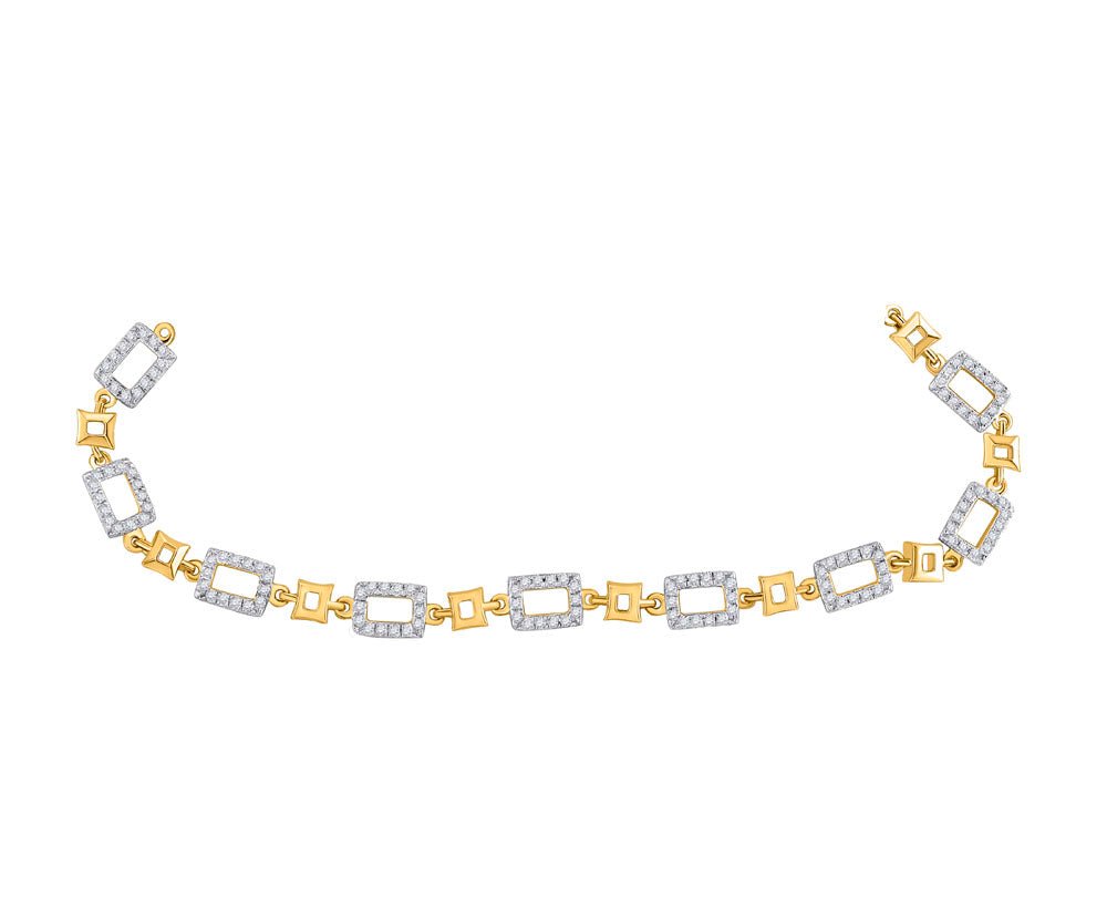 10kt Yellow Gold Geometric Link Diamond Bracelet - 3/4 Cttw | Splendid Jewellery - Splendid Jewellery