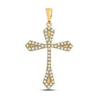 10kt Yellow Gold Gothic Cross Pendant with Round Diamond Accents - A Timeless Symbol of Faith and Style - Splendid Jewellery