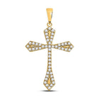 10kt Yellow Gold Gothic Cross Pendant with Round Diamond Accents - A Timeless Symbol of Faith and Style - Splendid Jewellery