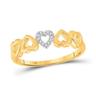 10kt Yellow Gold Heart Diamond Alternating Band Ring - Splendid Jewellery