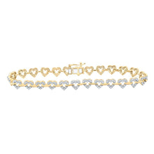 Load image into Gallery viewer, 10kt Yellow Gold Heart Diamond Fashion Bracelet - 1 - 3/8 Cttw - Splendid Jewellery