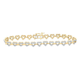 10kt Yellow Gold Heart Diamond Fashion Bracelet - 1 - 3/8 Cttw - Splendid Jewellery