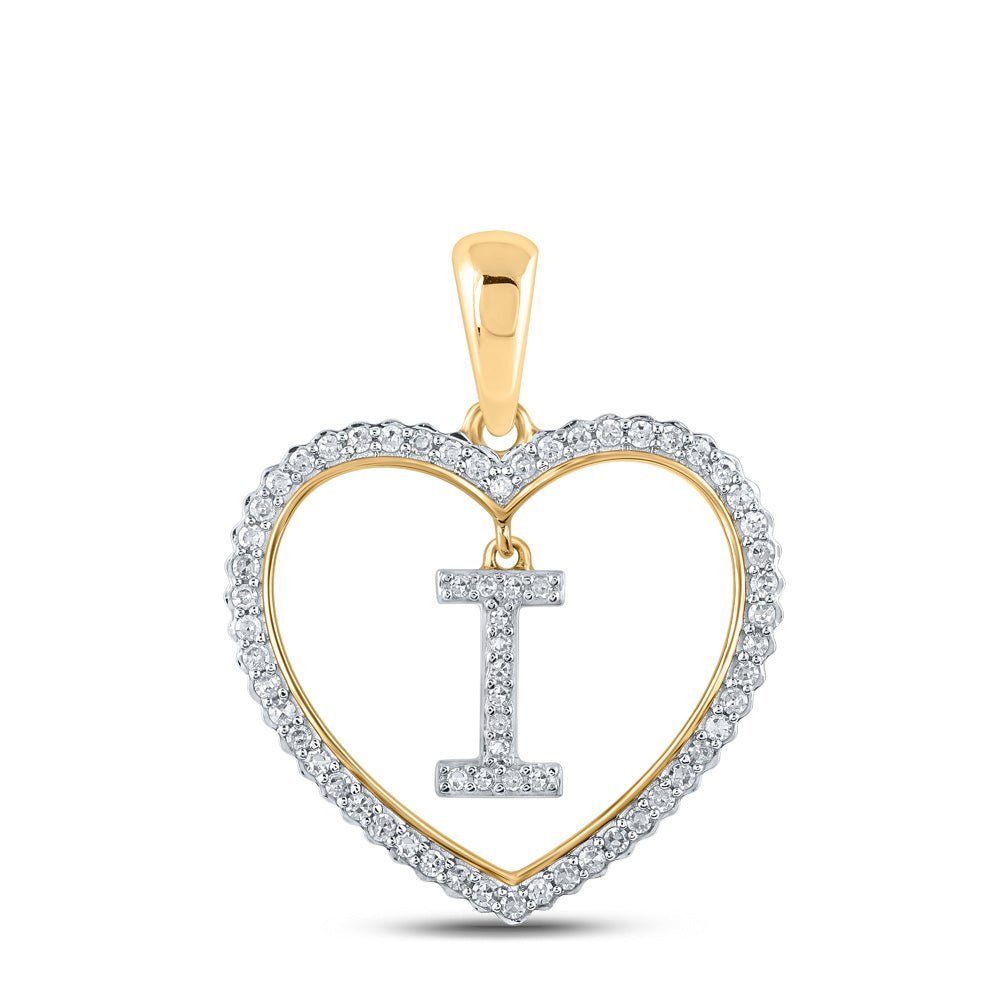 10kt Yellow Gold Heart Initial Diamond Pendant - Splendid Jewellery