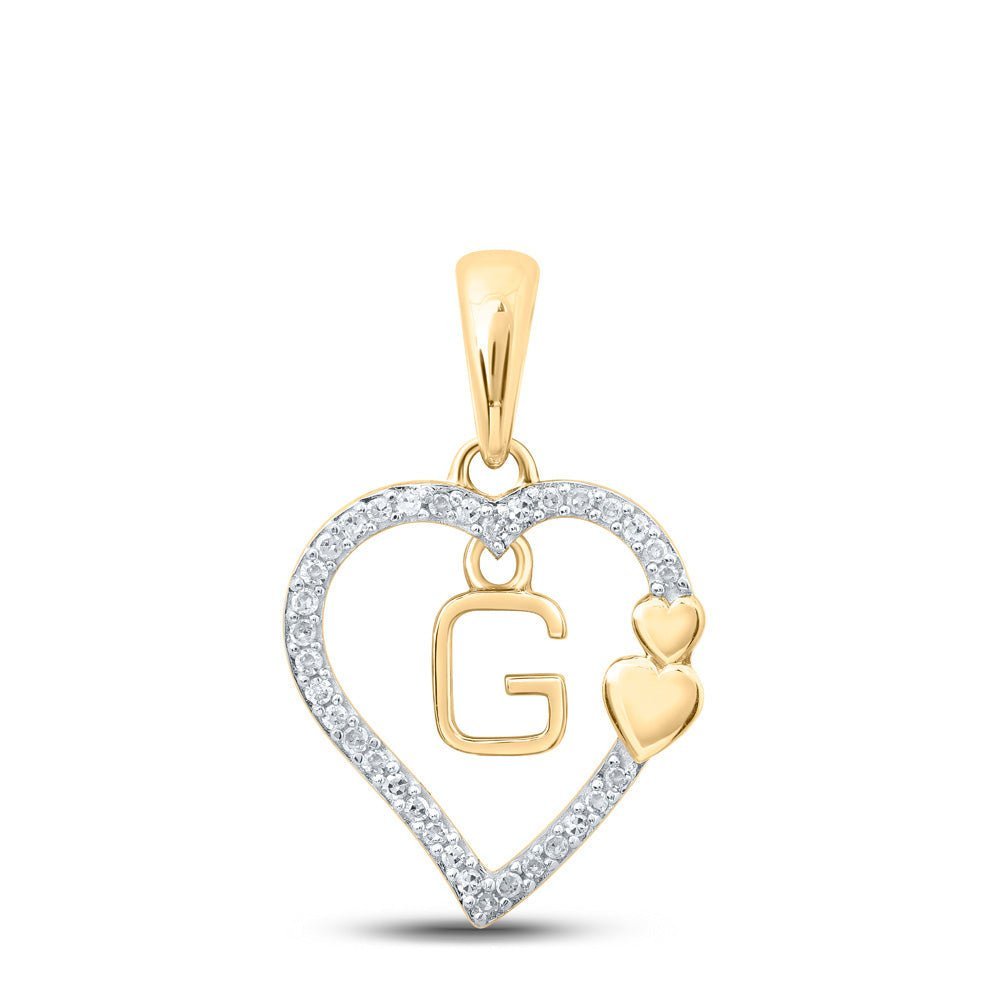 10kt Yellow Gold Heart Initial & Letter Pendant with Round Diamond Accent - Splendid Jewellery