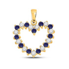 10kt Yellow Gold Heart Pendant with Blue Sapphire and Diamond Accents - A Mesmerizing Symbol of Love - Splendid Jewellery