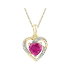 10kt Yellow Gold Heart Pendant with Lab - Created Pink Sapphire and Diamonds | Splendid Jewellery - Splendid Jewellery