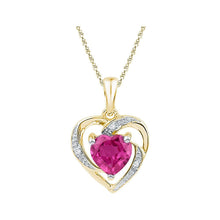 Load image into Gallery viewer, 10kt Yellow Gold Heart Pendant with Lab - Created Pink Sapphire and Diamonds | Splendid Jewellery - Splendid Jewellery