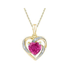 10kt Yellow Gold Heart Pendant with Lab - Created Pink Sapphire and Diamonds | Splendid Jewellery - Splendid Jewellery