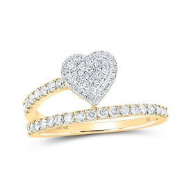 10kt Yellow Gold Heart - Shaped Diamond Band Ring - A Radiant Symbol of Love and Elegance - Splendid Jewellery