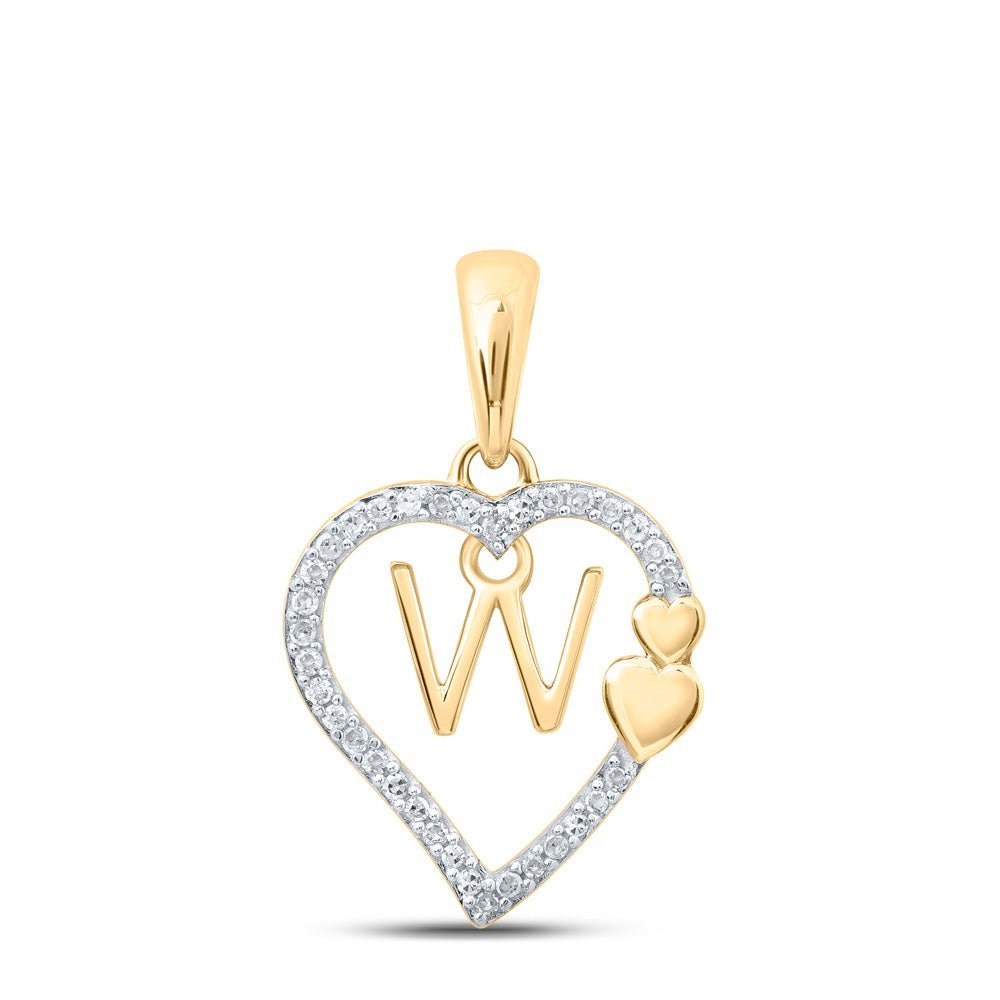 10kt Yellow Gold Heart - Shaped Diamond Initial & Letter Pendant: A Symbol of Love and Elegance - Splendid Jewellery