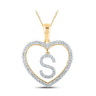 10kt Yellow Gold Heart - Shaped Diamond Initial Pendant - Splendid Jewellery